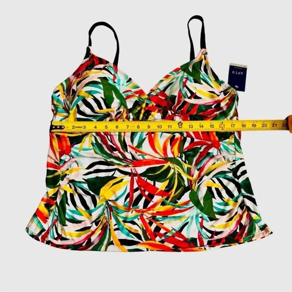Apt. 9 Women's Size Plus 1X Bright Floral Tropical Swim Tankini Top Ruched NWT - Picture 7 of 10